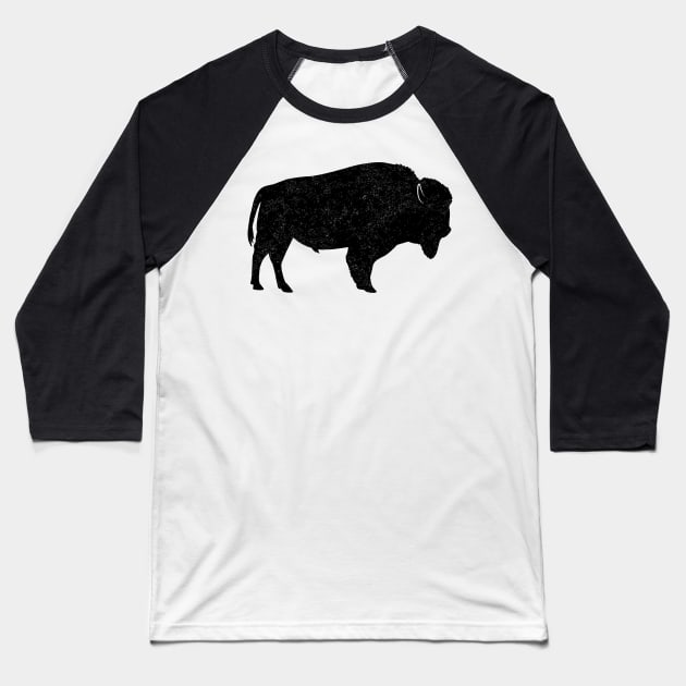 Distressed Rustic Bison Baseball T-Shirt by PenguinCornerStore